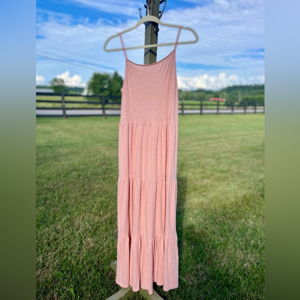100% Cotton GAP Light Pink Tiered Maxi Dress | Size M